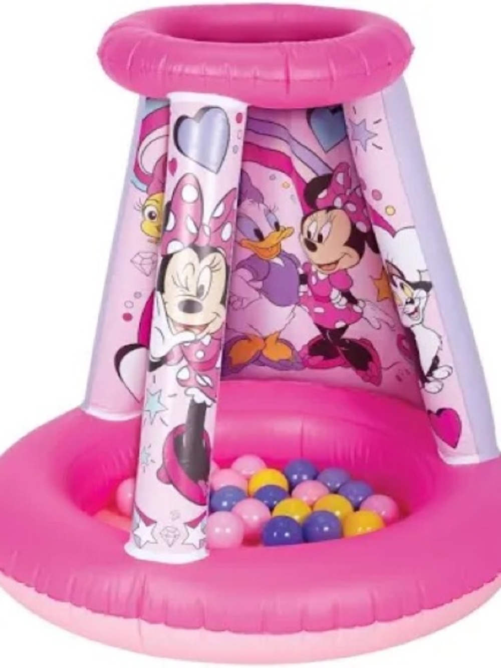 Disney Pink Minnie Mouse Inflatable Ball Pit with Colorful Balls
